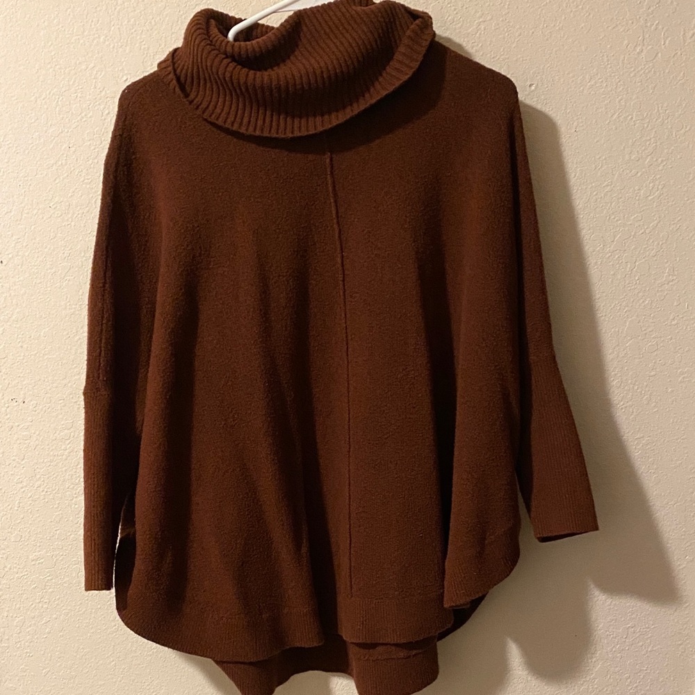 LOFT Rich Brown Cowl Neck Sweater